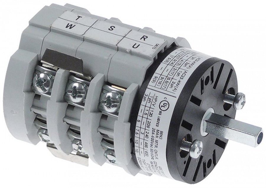 comutator rotativ seturi de contacte 6 poziții 3 1-0-2 tip CA0120670V 400V 12A ax ø 5x5mm