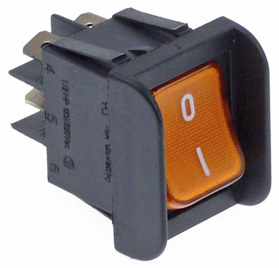 intrerupator basculant dimensiuni de montaj 28x22mm portocaliu 2NO 110V