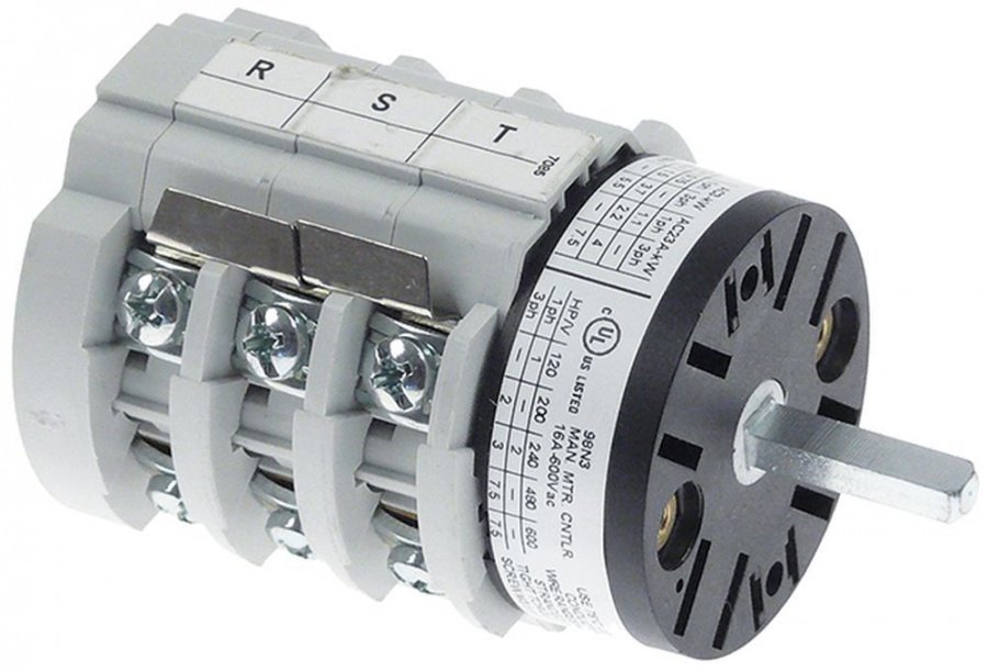 Comutator intrerupator cu 3 pozitii 1-0-2, 16 A, ax 5x5 mm, lungime ax 23 mm, CA0167085V - 348174