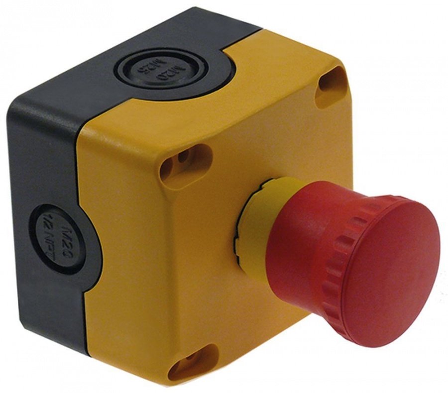 intrerupator ciuperca de urgenta versiune cu montaj pe perete NC 2cu -poli L 80mm
