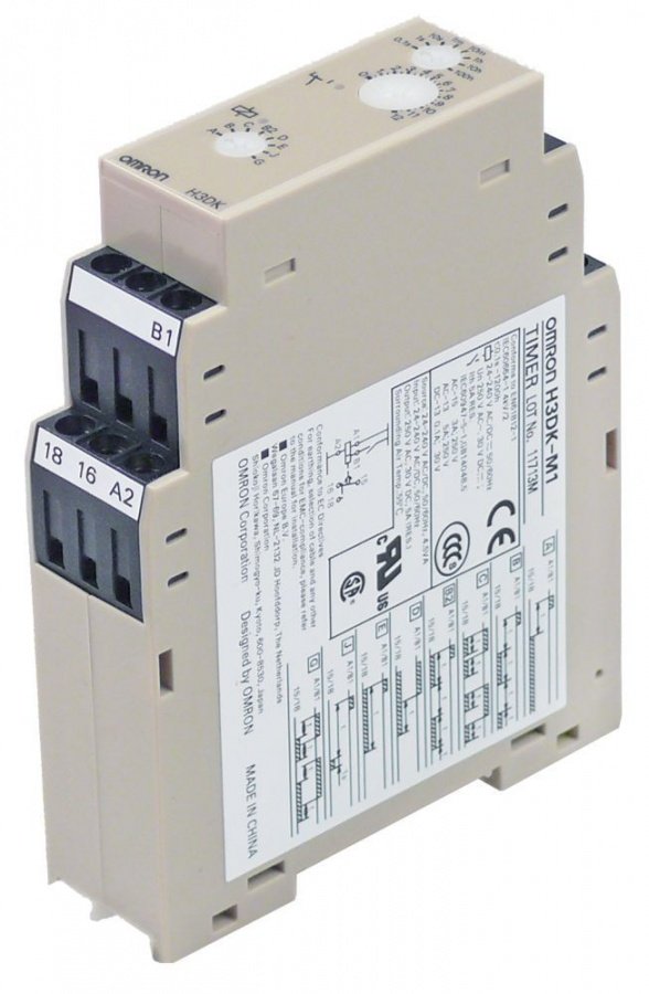 time relay OMRON H3DK-M1 time domain 0,1s-1200h 24-240V AC/DC 5A DIN railmm connection screw clamp
