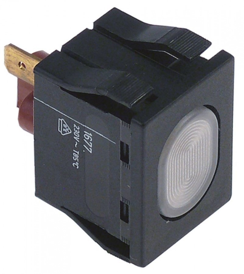 indicator light 30x22mm 230V white connection male faston 6,3mm temp.-resist. 85°C