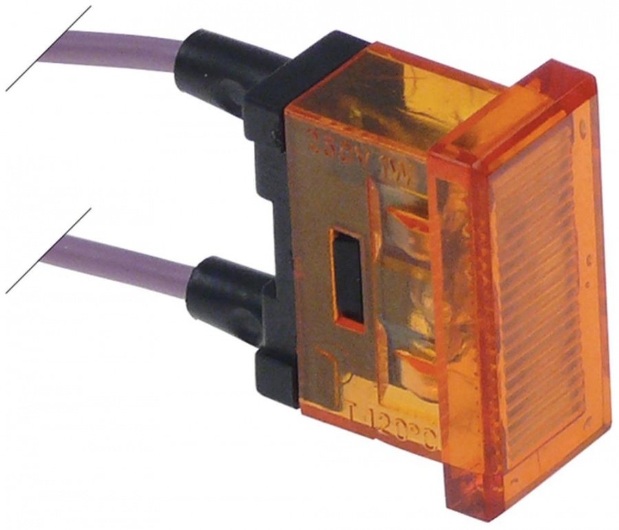 indicator light 22x10mm 230V yellow connection cable 250mm temp.-resist. 120°C