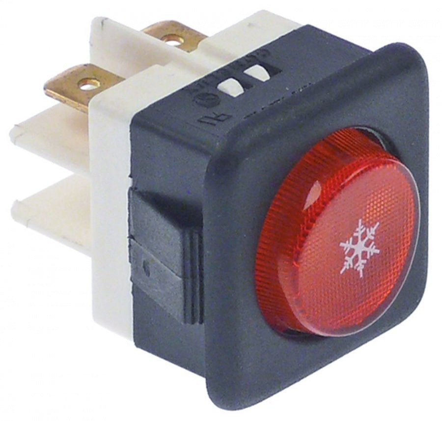 indicator light 27,8x25mm 230V red connection male faston 6,3mm temp.-resist. 125°C