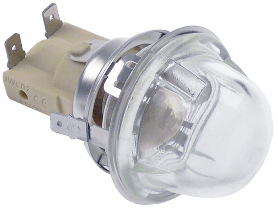 oven lamp mounting ø 47,8 mm 230 V 15 W socket E14 temp.-resist. 300°C connection male faston 6.3mm