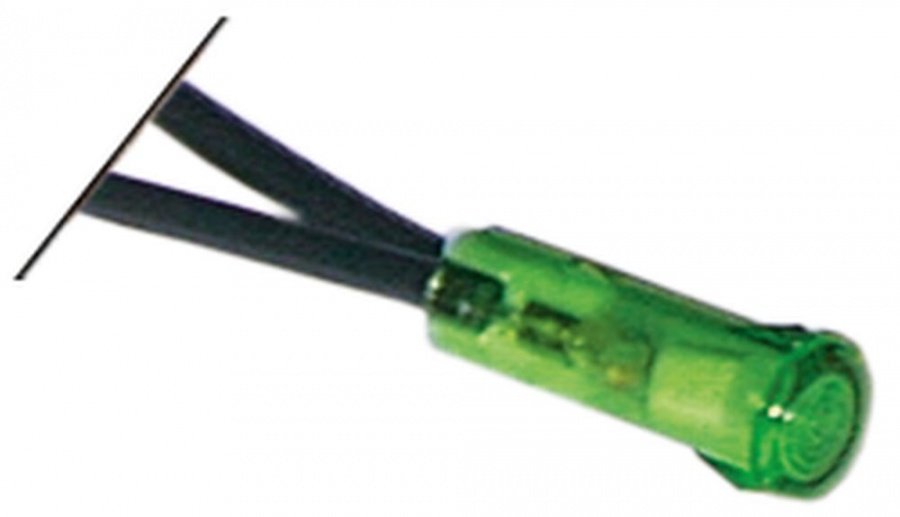 Lampa indicatoare verde, montare ø 6 mm, 230 V, cablu 400 mm - 359004