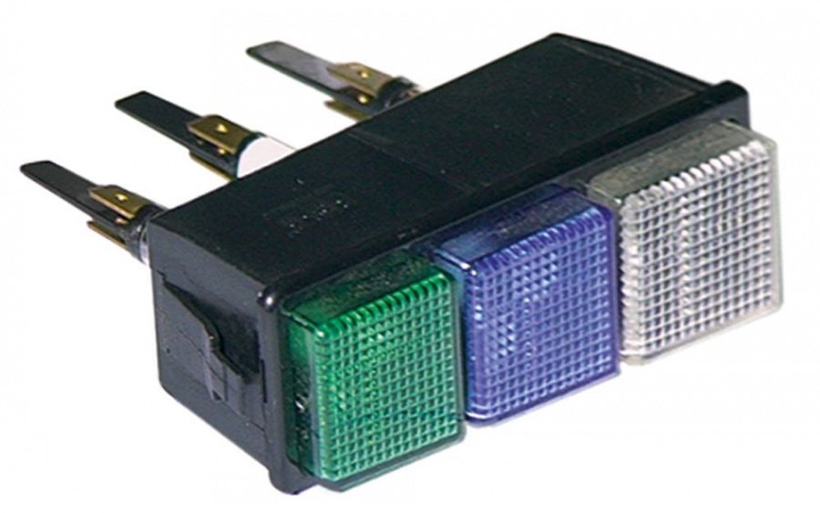 indicator light 28,5x77,5mm 230V white/blue/green connection male faston 6,3mm