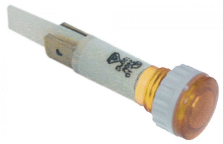 Lampa indicatoare galbena, montare ø 10 mm, 230 V, conectori 6,3 mm - 359379