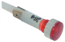 Lampa indicatoare rosie, montare ø 10 mm, 230V, conectori 6,3 mm - 359380