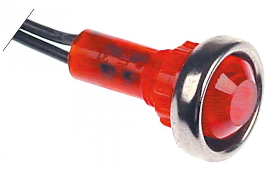 Indicator lamp ø 10 mm 230 v red cable length 250 mm - code 359387
