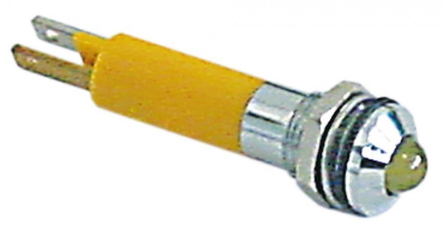 indicator light LED mounting ø 8 mm 24VDC yellow connection F2.8x0.8 20 mA mounting thread M8