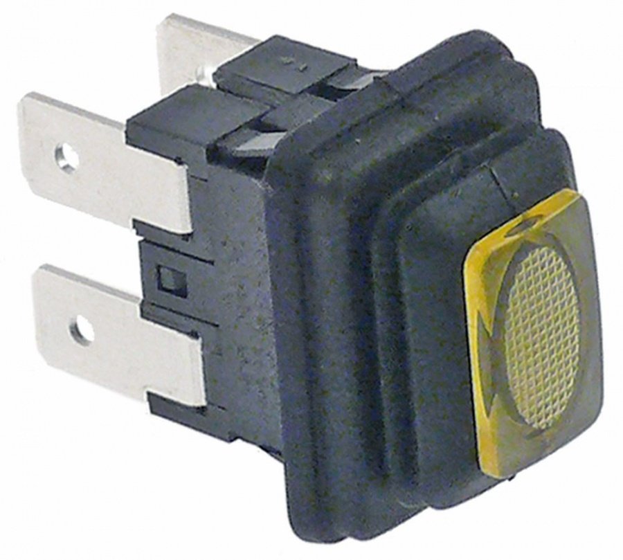 Intrerupator portocaliu montare 19 x 13 mm, contacte 2NO, 16 A, 250 V, rezistent pana la temperatura maxima 125°C - 359446