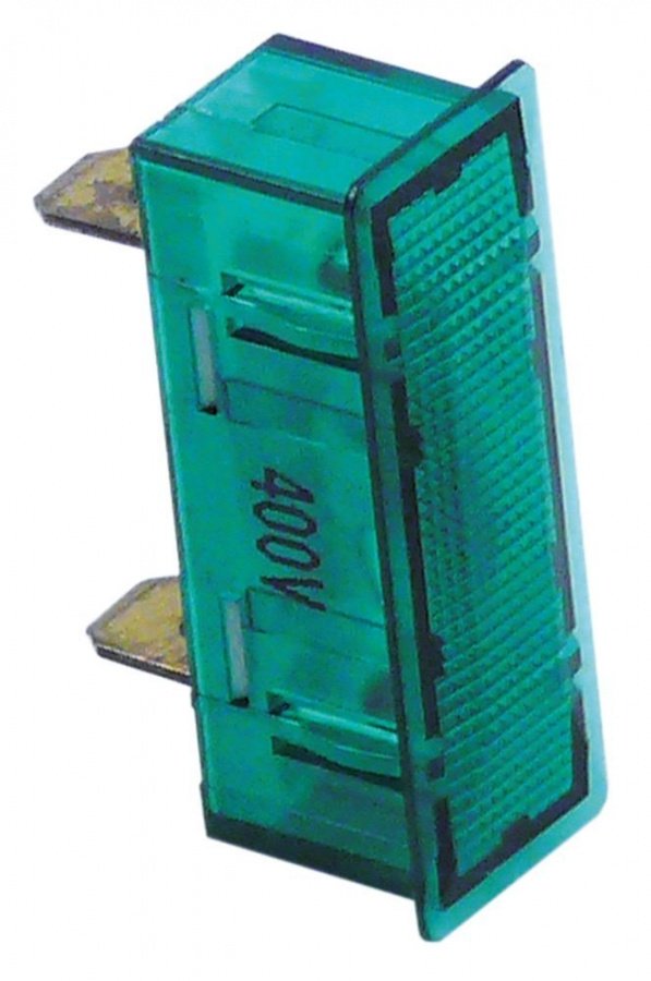 indicator lamp 33,1x10,3mm 400 V green connection flat plug 6,3mm - Code 359452