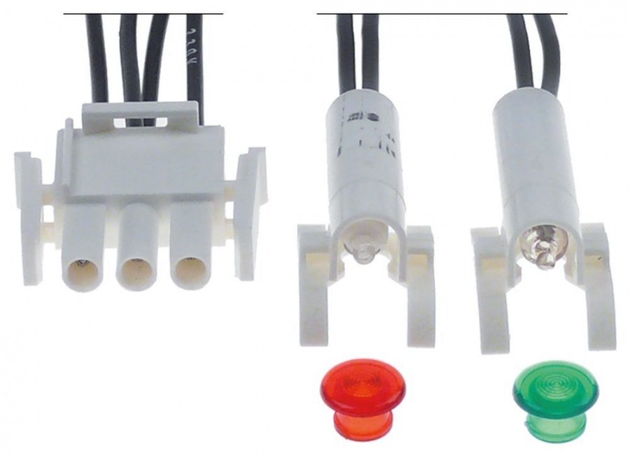 indicator light ø 8mm 230V red/green connection plug cable length 230mm