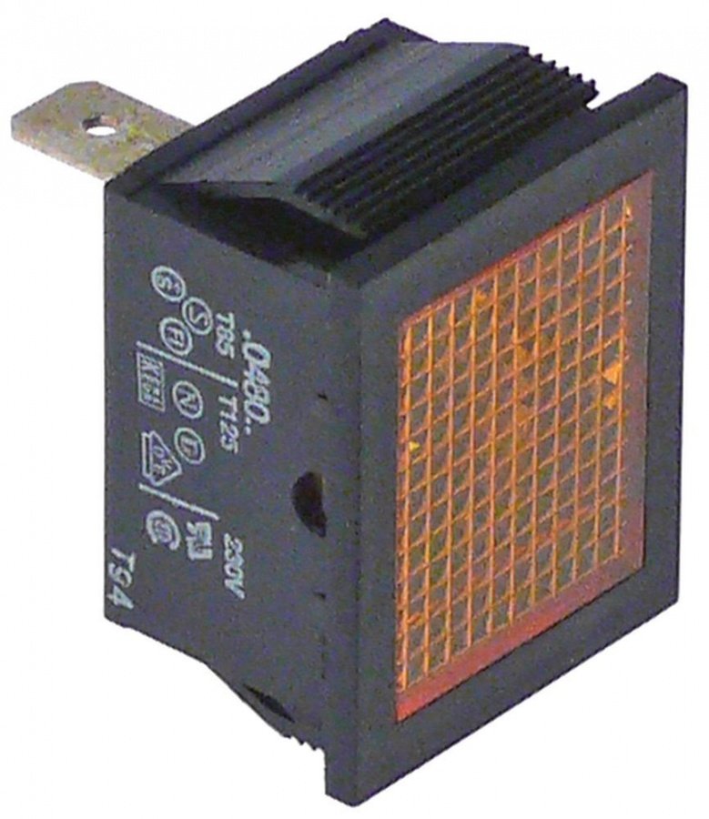 indicator light 27,2x22,2mm 230V yellow connection male faston 6,3mm 1-pole