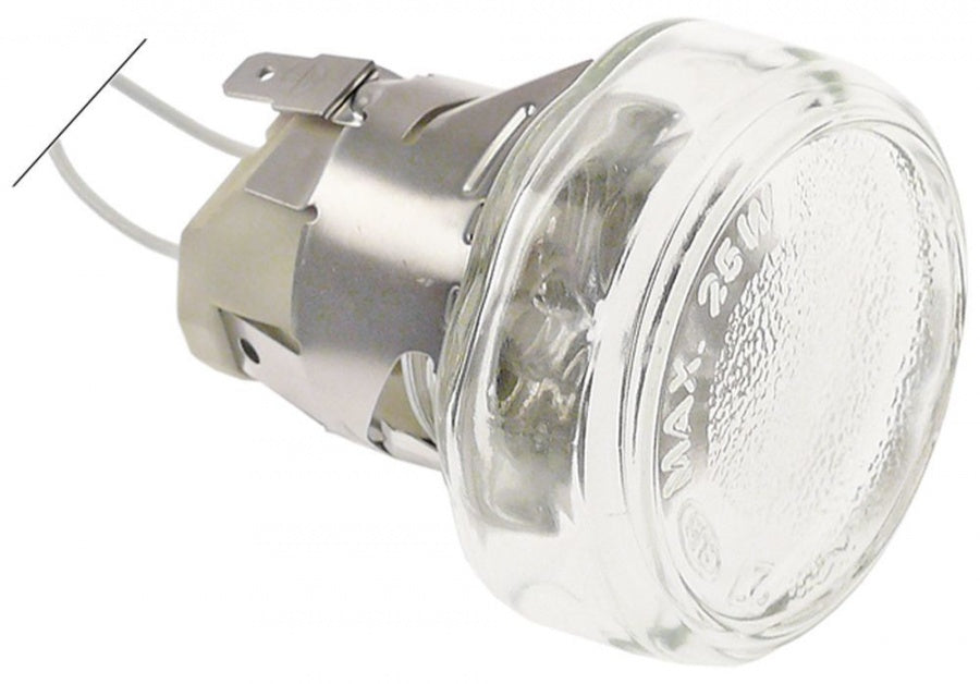 oven lamp mounting ø 35,5 mm, 230 V, 25 W, socket G4, temp.-resist. 300°C, cable length 650 mm