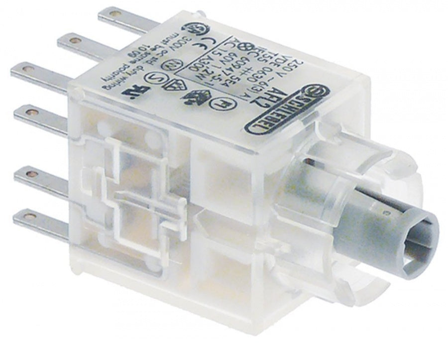 contact block latching 2NO/2NC, connection male faston 2.8 mm, illuminated