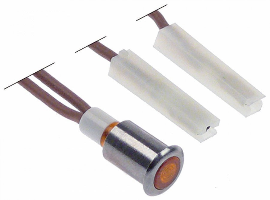 bec de semnalizare ø 9mm galben 230V racord cablu 200mm