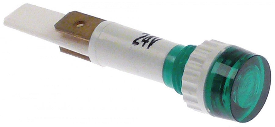 bec de semnalizare ø 10mm verde 24V racord fișă plată masculină 6,3mm