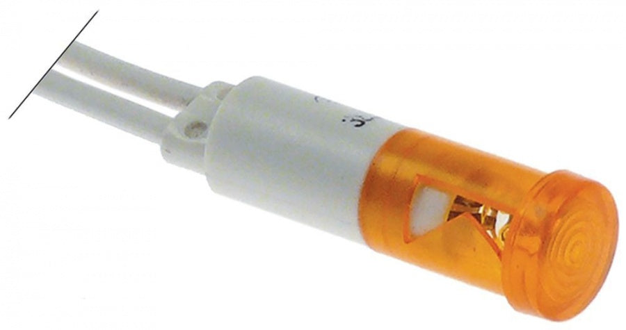 bec de semnalizare ø 9mm galben 380-400V racord cu 2 fire lungime cablu 200mm rez.temp.°C