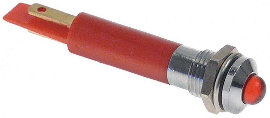 bec de semnalizare LED  ø montaj 8mm roșu 230VAC racord F2,8x0,8 filet de fixare M8x0,75