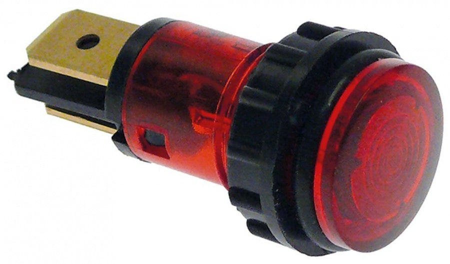 bec de semnalizare ø 12mm roșu 230V racord fișă plată masculină 6,3mm