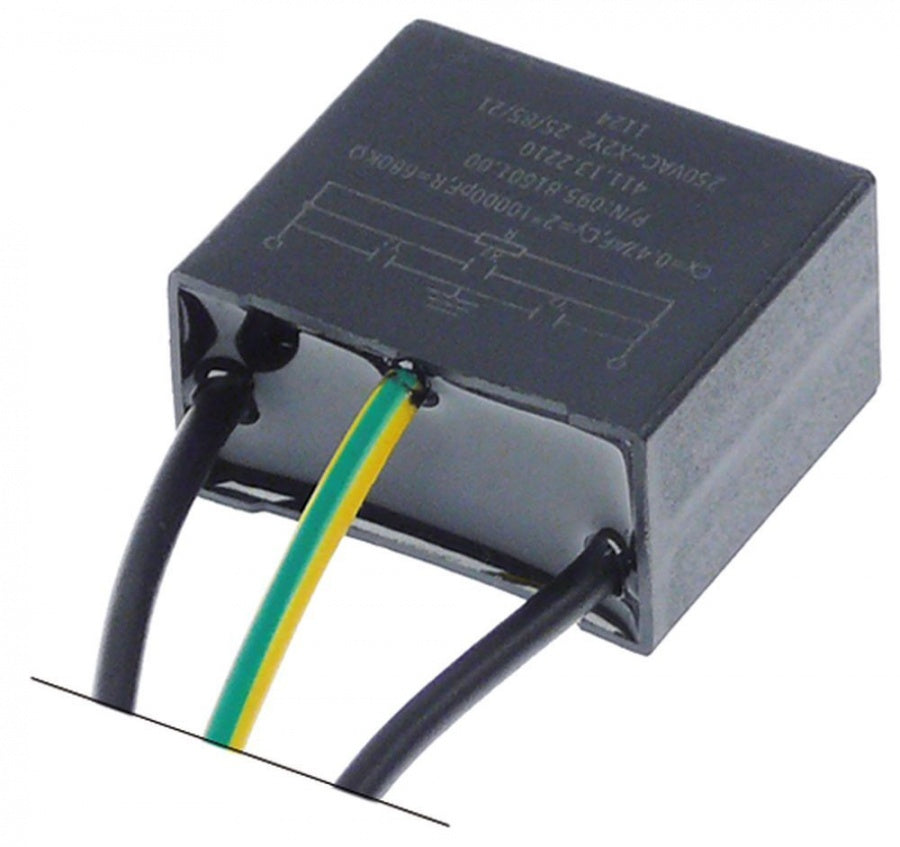 interference suppression filter capacity 0.47µF(X2)+2x0.01µF(Y2) 0,68 MOhm