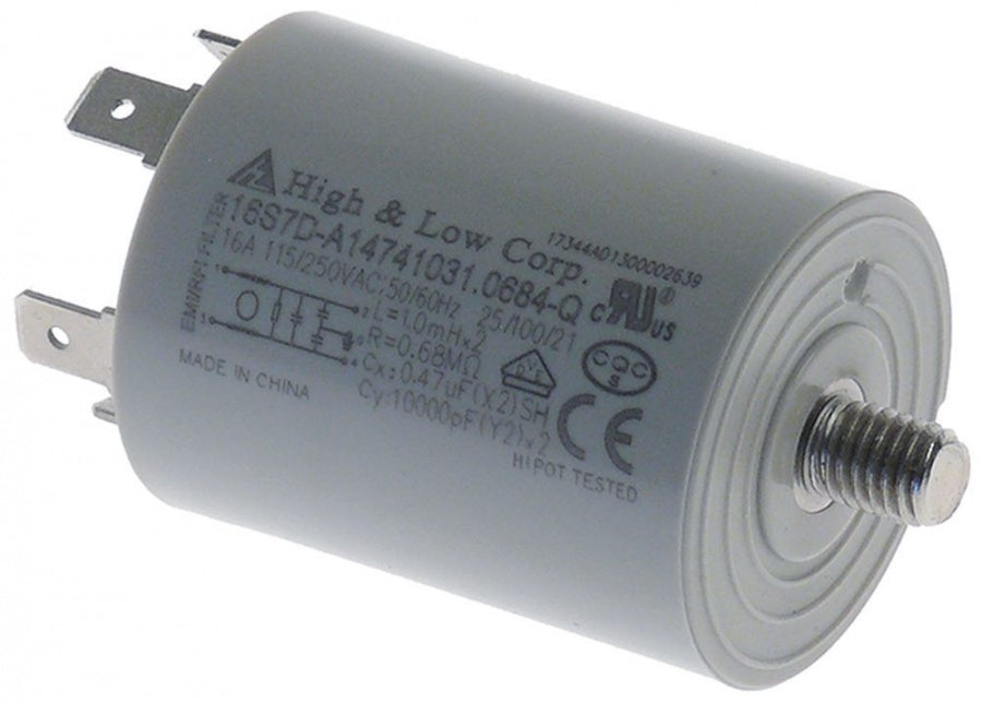 interference suppression filter capacity 0,47µF(X2)+2X0,027µF(Y2)+2x1mH+0,68MµF