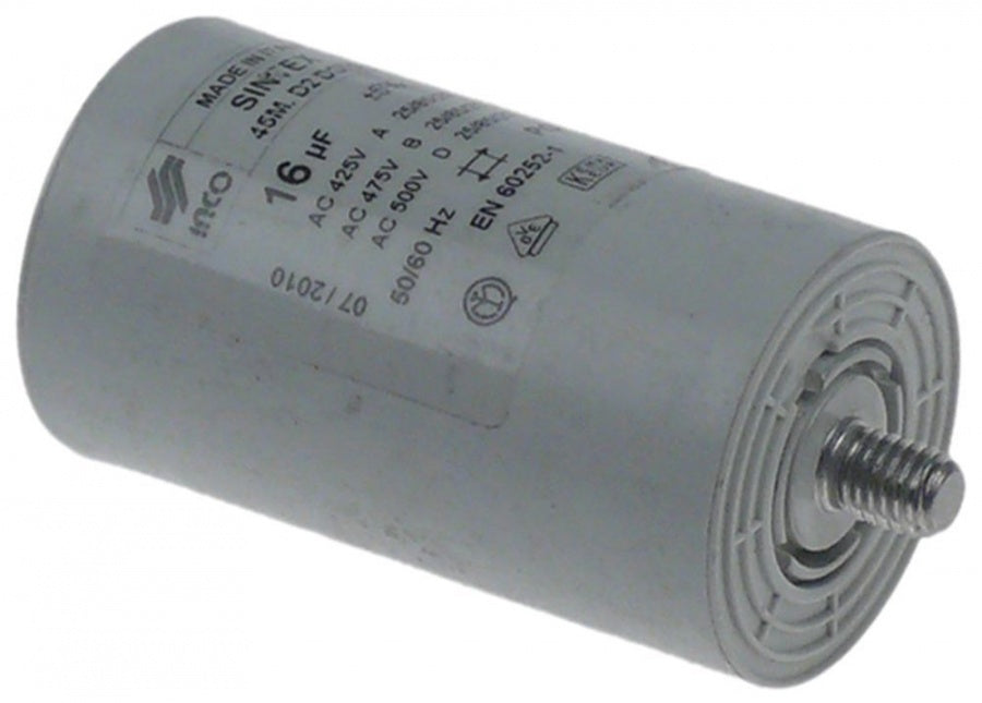 operating capacitor capacity 16µF 425/475/500V with plastic sheathing tolerance 5% 50/60Hz L 71mm