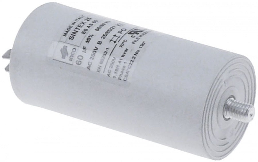 operating capacitor capacity 60µF 250V with plastic sheathing tolerance ± 5% 50/60Hz