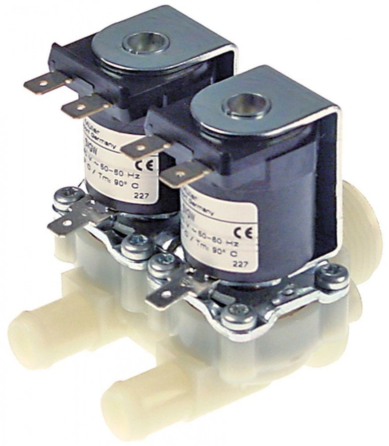 Electrovalva Muller dubla 230 V, intrare ¾", iesiri 14,5 mm, deschidere nominala DN 10, temp max fluid 90°C - 370004
