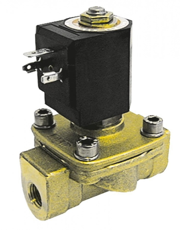 Electrovalva 2 cai 230 V, racord ½", L 75 mm, deschidere nominala 15 mm, priza DIN - Cod 370043