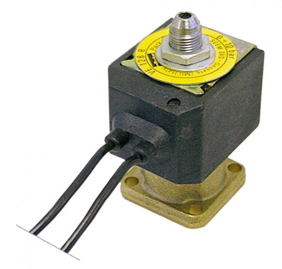 Electrovalva cu talpa patrata Parker, 3 cai, 230 V, etansare pe rubin, deschidere nominala 1,2 mm, priza DIN, con interor - 370060