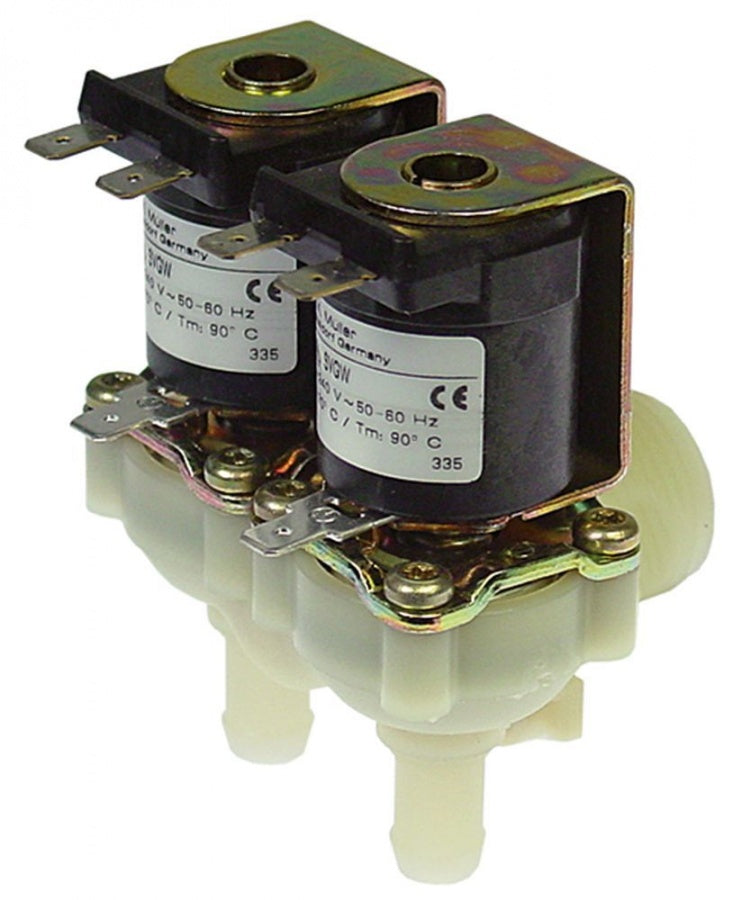 Electrovalva, 2 Cai, 230V, intrare ¾", iesire 11,5mm, deschidere nominala DN10, t. max. 90°C, raport ciclic 100% - Cod 370094