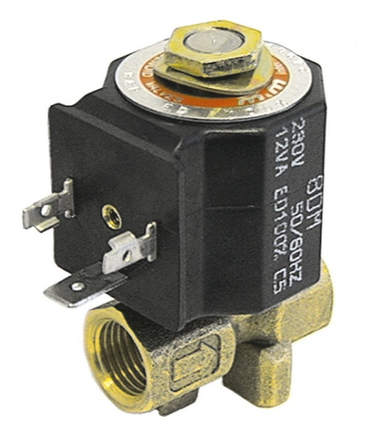 Electrovalva 2 Cai, 24V, CA, racord ¼", L 38 mm, deschidere nominala 4 mm, priza DIN - Cod 370101
