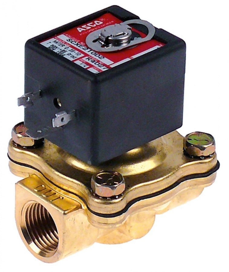 solenoid valve 2-way-ways 230VAC inlet 1/2" outlet 1/2" L 69mm DN 16mm slide-on receptacle DIN