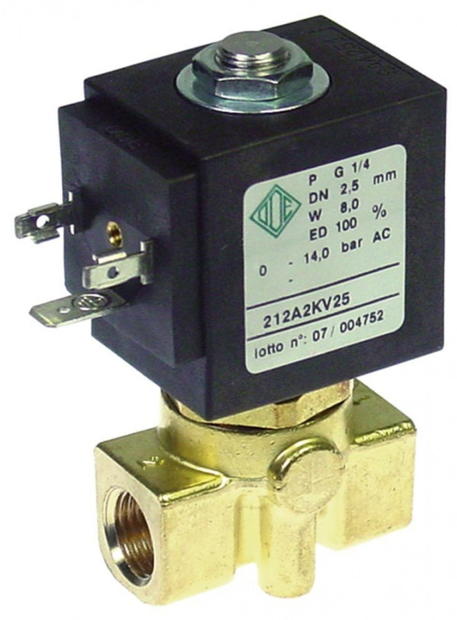 Electrovalva ODE 230 V, racorduri ¼",  L 40mm, deschidere nominala 3 mm, priza DIN - 370145