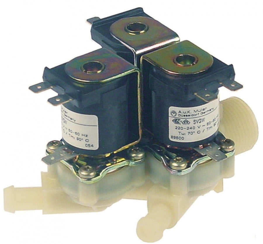 Electrovalva tripla Muller, 230V, intrare 3/4", iesiri 11,5 mm, DN10, t.max. 90°C, ciclu 100% - 370172