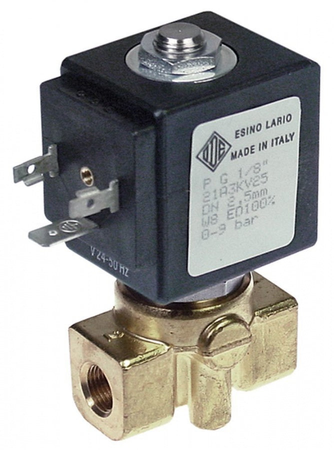 Electrovalva 2 Cai, 24 V CA, racord 1/8", L 40 mm, deschidere nominala 2,5 mm, priza DIN - Cod 370209