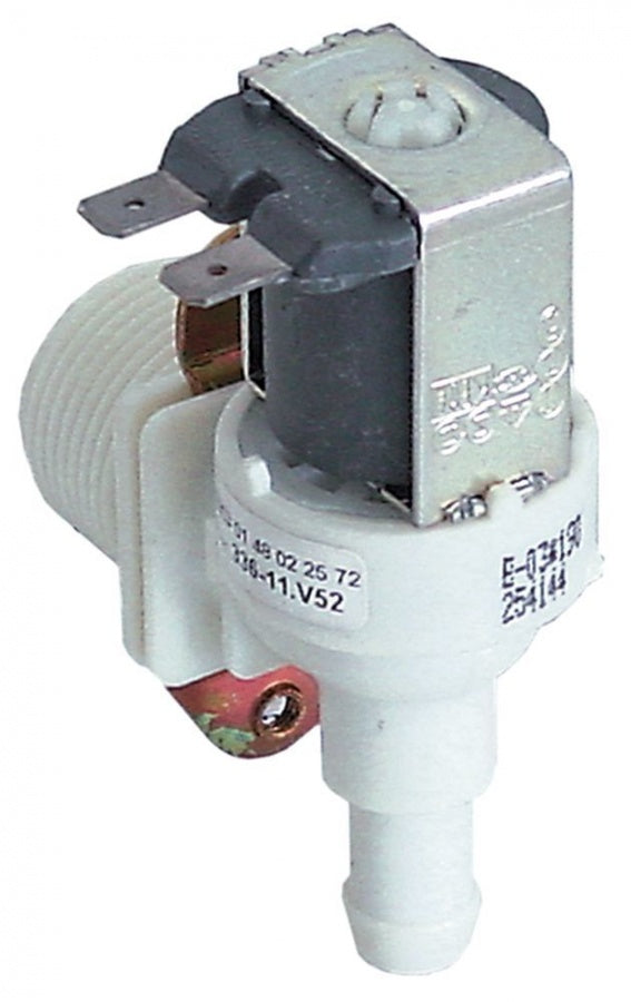 Electrovalva plastic unghiulara, 1 iesire, 230V, intrare ¾", iesire 11,5 mm, t. max. 90°C - Cod 370216