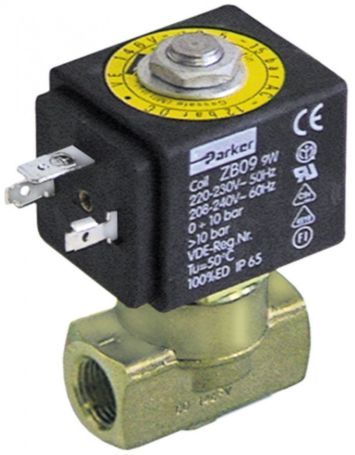 Electrovalva Parker VE-146, bobina ZB12 24 V continuu, racorduri 1/4", deschidere nominala 3 mm, priza DIN, -20°+130°C, max. 8 bari - 370221