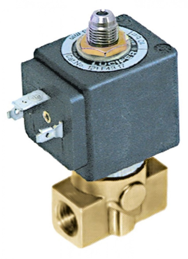 Electrovalva 3 Cai, 220/240 V, racord ¼", L 40 mm, deschidere nominala 2,5 mm, priza DIN - Cod 370223