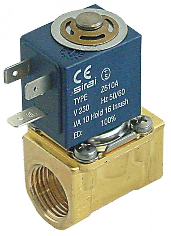 Electrovalva Sirai 1/2", 230V,  L140-B, bobina Z610A, -10+90°C, normal inchisa, presiune 0,35-10 bari  - 370239