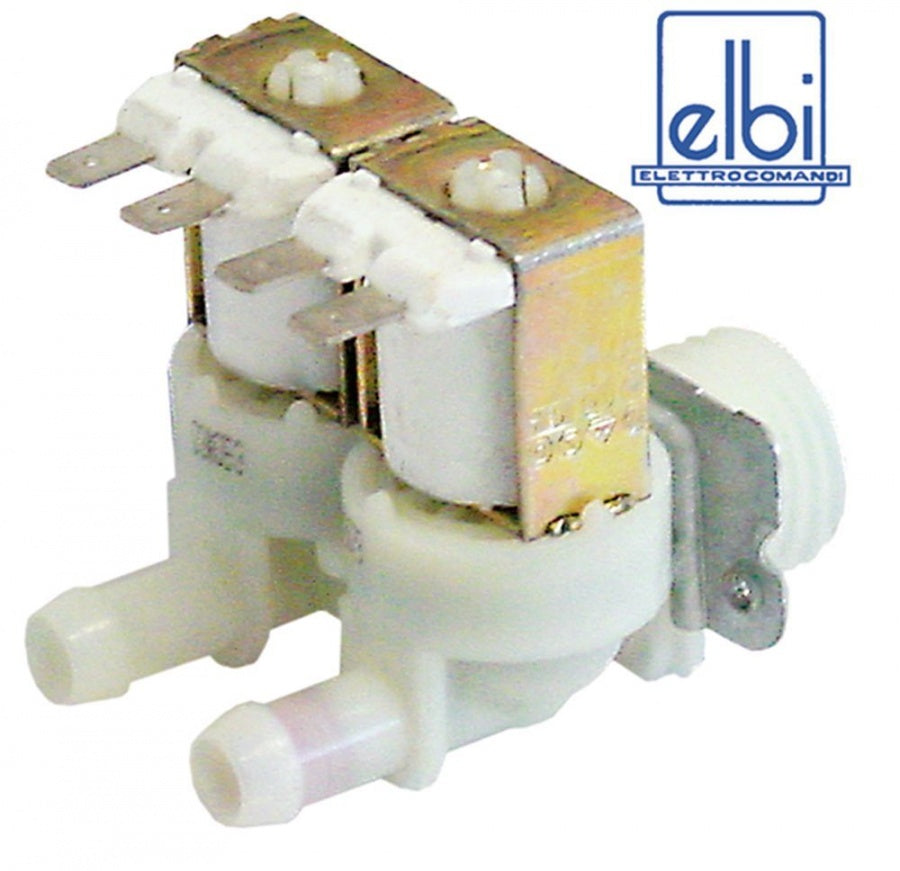 Electrovalva dubla 230 V, intrare ¾", iesire 11,5 mm, t. max. 90°C, plastic, ELBI - 370246