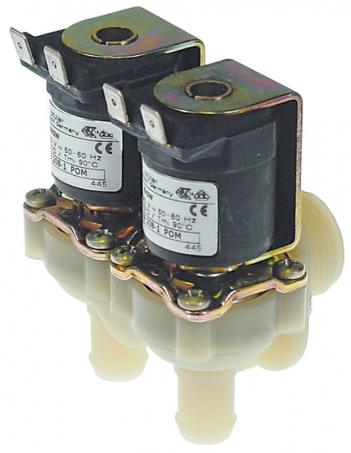 solenoid valve double angled 230V inlet ¾" outlet 14mm input 10l/min output A 3,5l/min