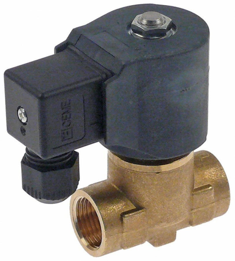 Electrovalva 2 Cai, 230 V, intrare ½" FT, iesire ½" FT, L 55 mm, p. max. 0,5bar - Cod 370352