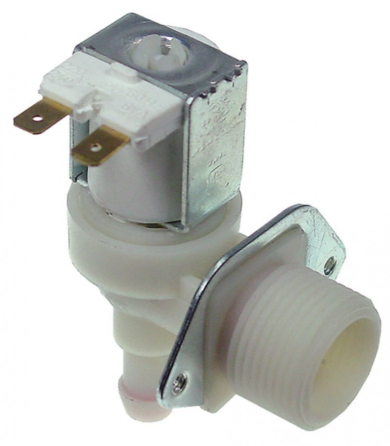 Electrovalva plastic unghiulara, 1 iesire, 230V, intrare ¾", iesire 11,5 mm, t. max. 90°C, debit 0,25l/min, TP - Cod 370394