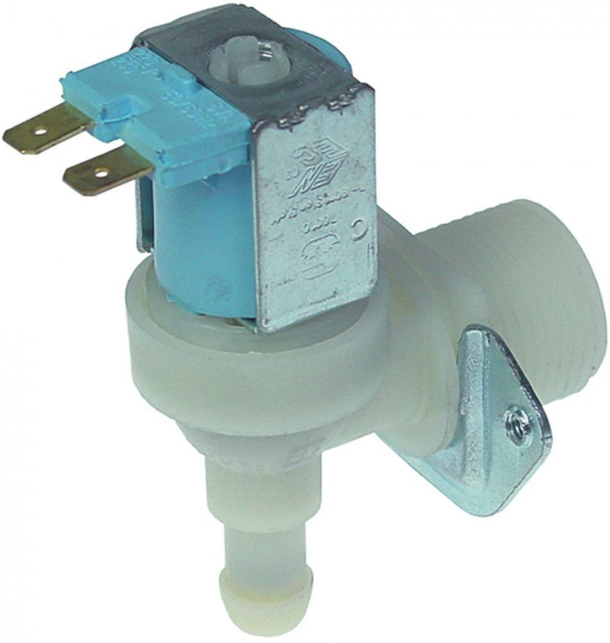 Electrovalva plastic unghiulara, 1 iesire, 230V, intrare ¾", iesire 11,5 mm, t. max. 90°C, debit 0,8l/min, TP - Cod 370399