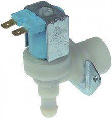 Electrovalva plastic unghiulara 230 V, temp. max. 90°C, reductor debit 0,5 l/min, intrare ¾", iesire 11,5 mm, TP - 370426