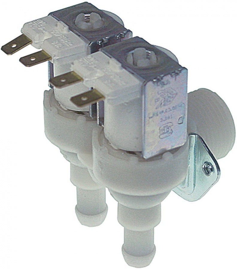 Electrovalva cu 2 iesiri, 230V, intrare ¾", iesire 11,5 mm, t.max. 90°C, reductii debit 2,5 l/min - 370434